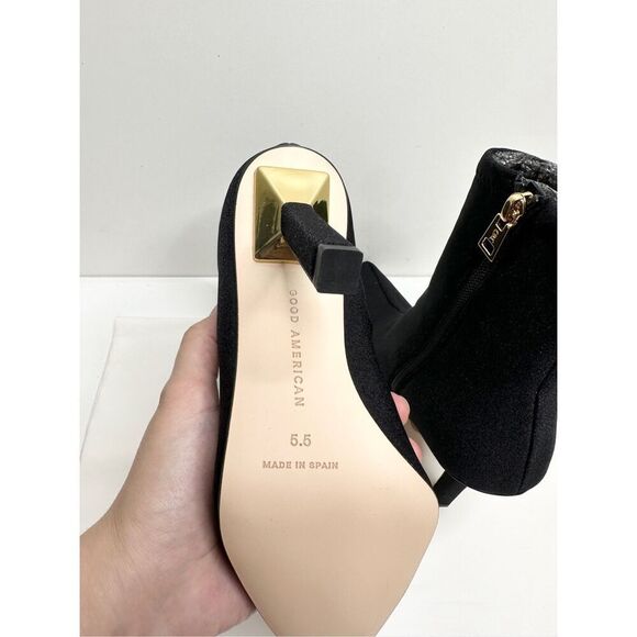 Good American Booties Size 5.5 High Kickstand Black Pointed Toe Neoprene Boot - Picture 8 of 10